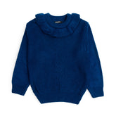 Girls Knit Sweater Ruffle Neck