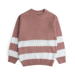 Textured Knit Sweater With White Strips