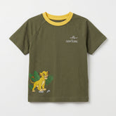 BOYS OLIVE GREEN LION CUB GRAPHIC T-SHIRT