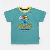 BOYS AQUA BLUE MINIONS GRAPHIC T-SHIRT