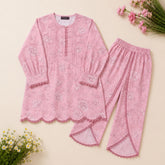 GIRLS PINK FLORAL LAWN CO-ORD SET