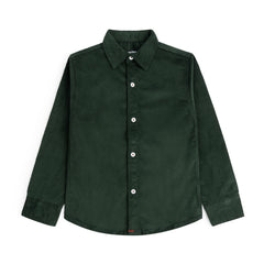Boy's Casual Shirt Solid Dark Green