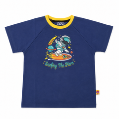 Boys Grey Blue Astronaut Graphic T-Shirt