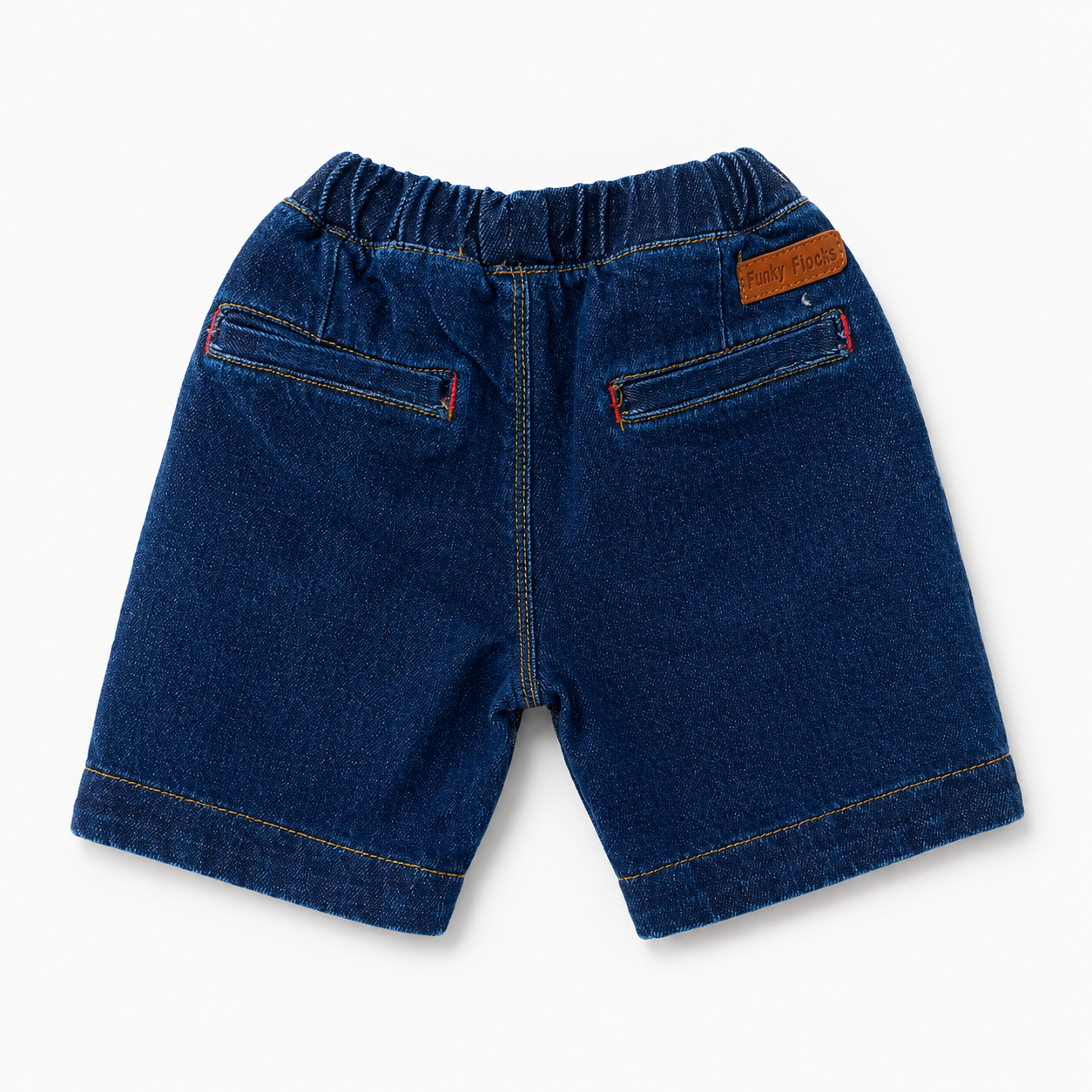 Dark Blue Denim Shorts with Cute Bee Embroidery