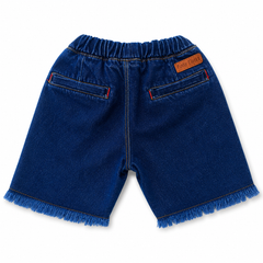 Dark Blue Denim Shorts with Cute Bee Embroidery