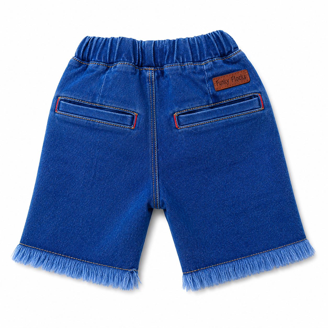 Girls Light Blue Floral Embroidered Denim Shorts