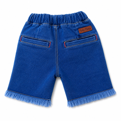 Girls Light Blue Floral Embroidered Denim Shorts