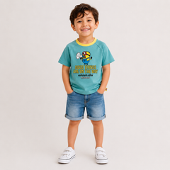 BOYS AQUA BLUE MINIONS GRAPHIC T-SHIRT