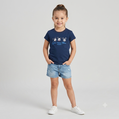 GIRLS NAVY BLUE MICKEY MOUSE GRAPHIC T-SHIRT
