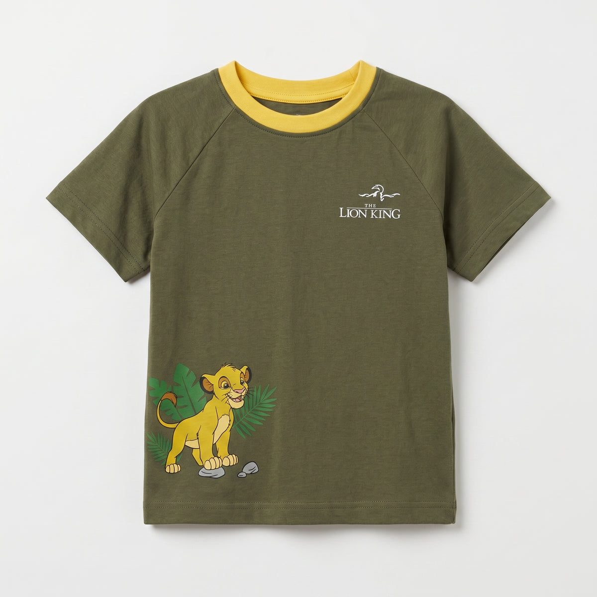 BOYS OLIVE GREEN LION CUB GRAPHIC T-SHIRT