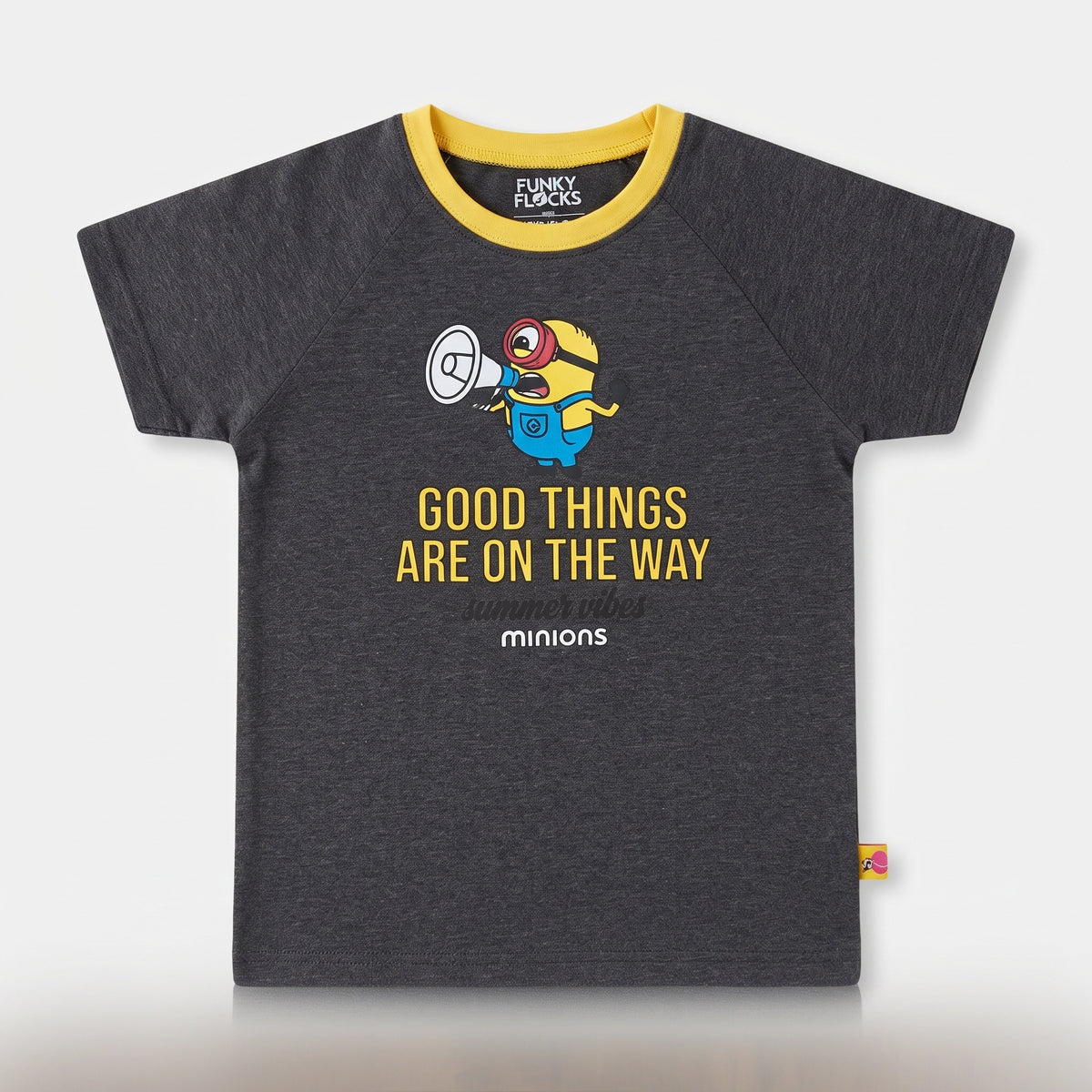 BOYS CHARCOAL GREY MINIONS GRAPHIC T-SHIRT