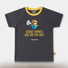 BOYS CHARCOAL GREY MINIONS GRAPHIC T-SHIRT