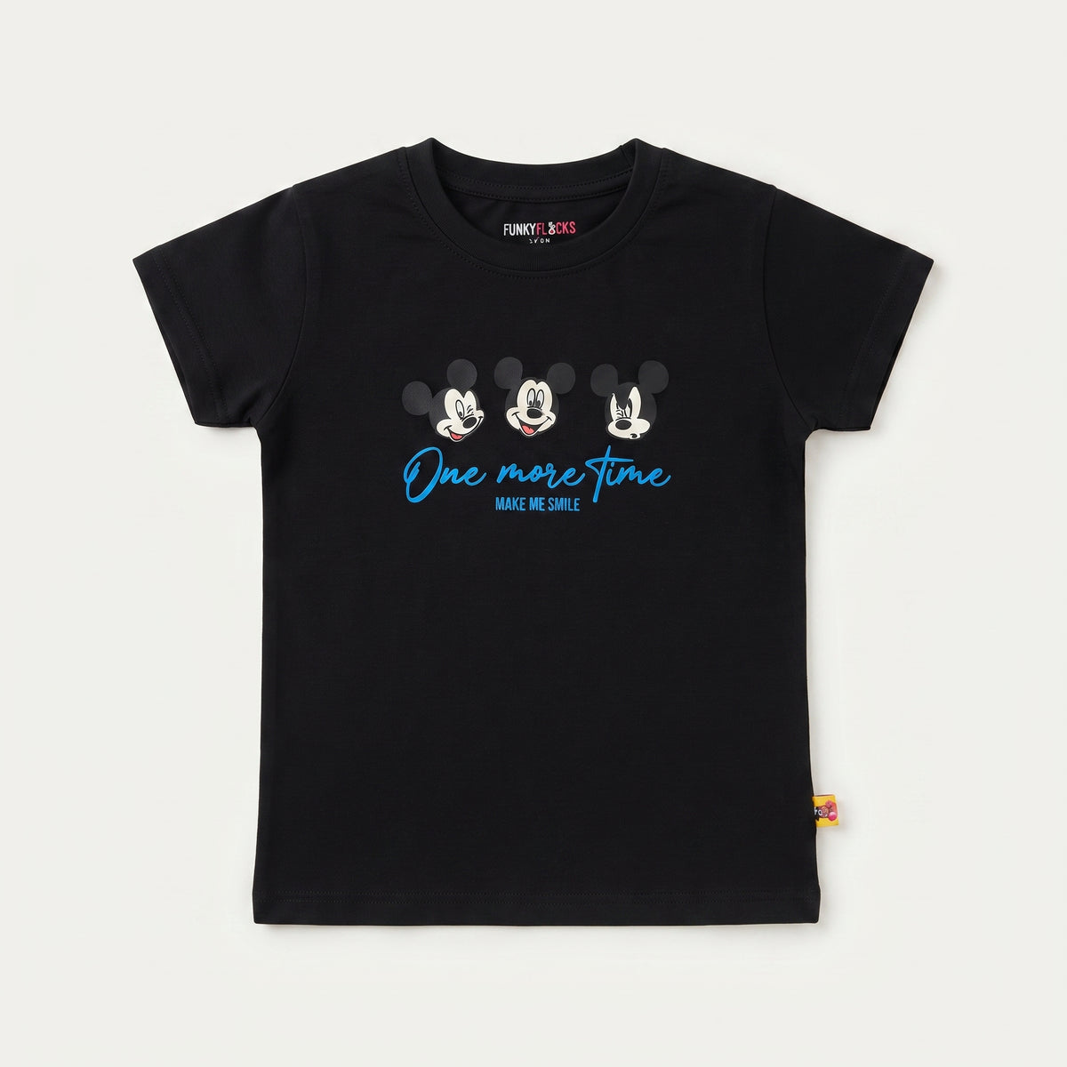 GIRLS MID BLACK MICKEY MOUSE GRAPHIC T-SHIRT