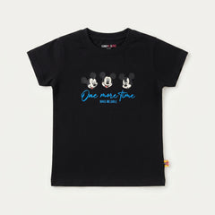 GIRLS MID BLACK MICKEY MOUSE GRAPHIC T-SHIRT