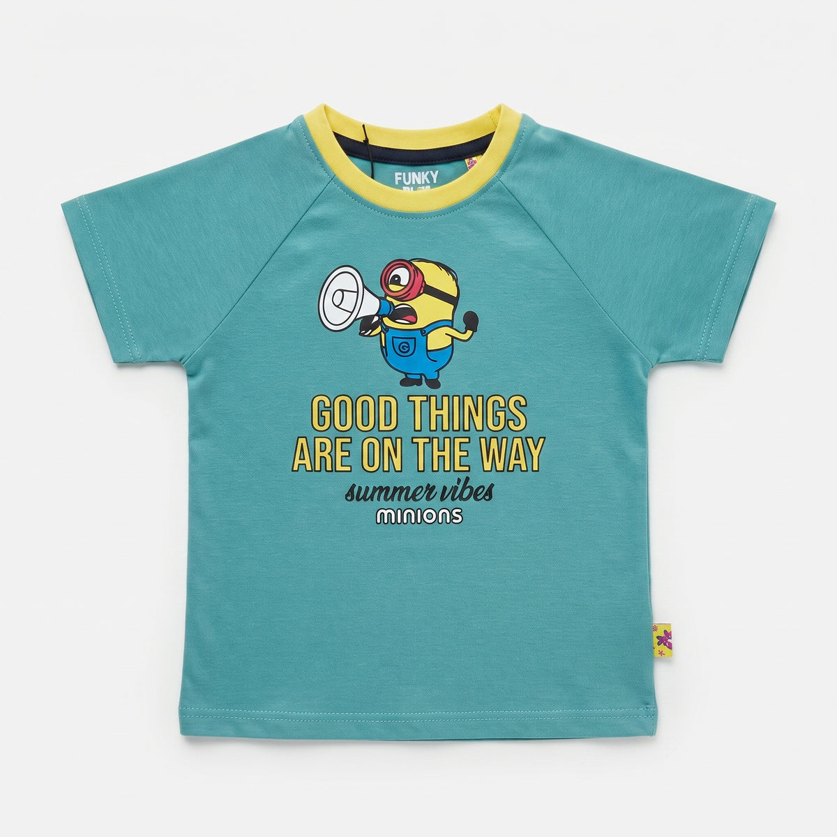 BOYS AQUA BLUE MINIONS GRAPHIC T-SHIRT
