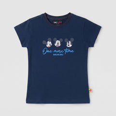 GIRLS NAVY BLUE MICKEY MOUSE GRAPHIC T-SHIRT