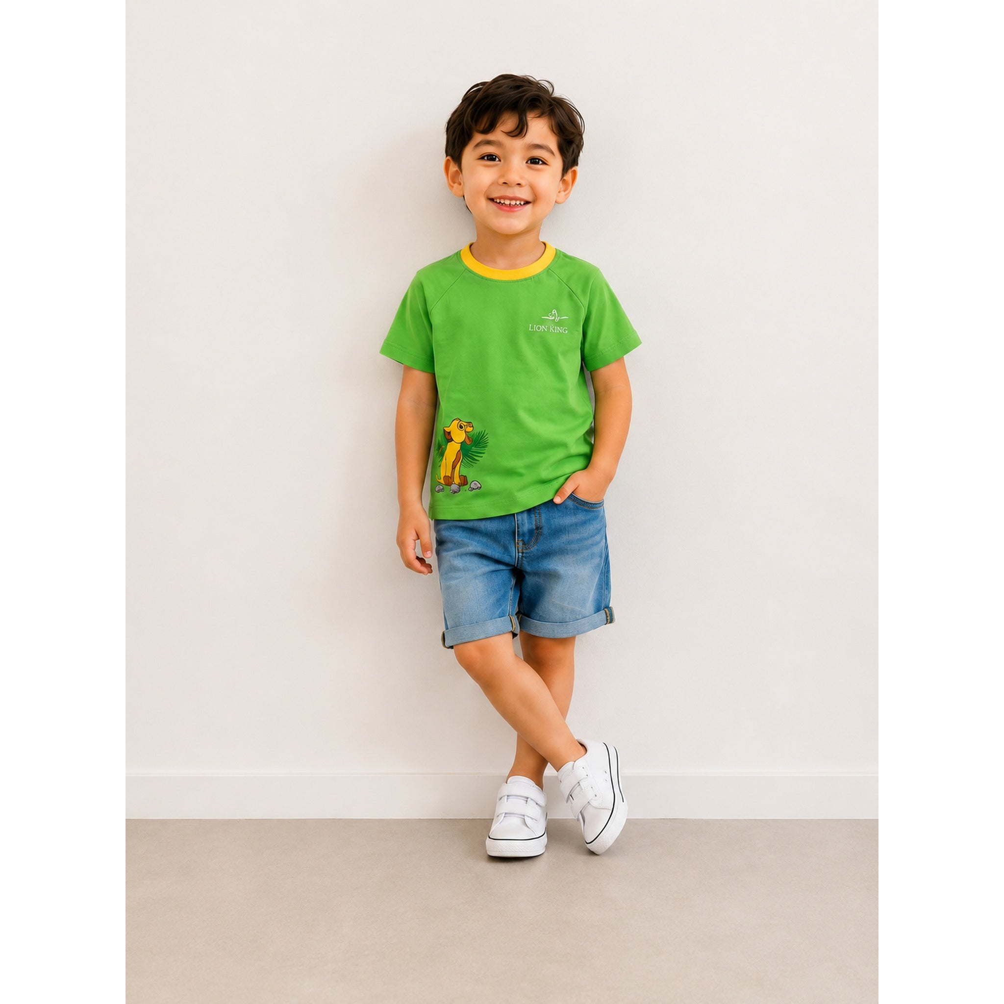 BOYS LIGHT GREEN LION CUB GRAPHIC T-SHIRT