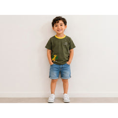 BOYS OLIVE GREEN LION CUB GRAPHIC T-SHIRT