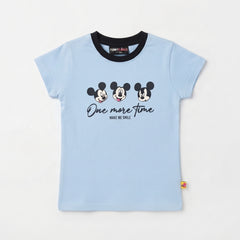 GIRLS MID BLUE MICKEY MOUSE GRAPHIC T-SHIRT
